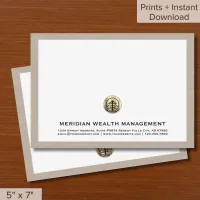 Downloadable Gold Logo Business Note Cards 5x7