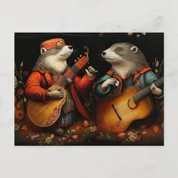 The Folk Art Otter Duet Band Postcard