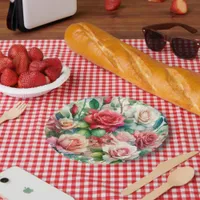 Whimsical Rose Pattern Paper Plates