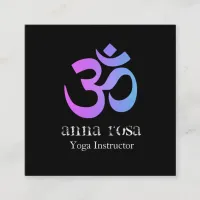*~*  So Elegant Modern Yoga Instructor Om Symbol Square Business Card