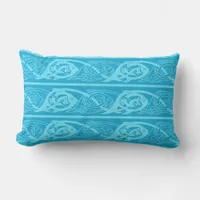 Celtic Knotwork Fish in Blue Lumbar Pillow