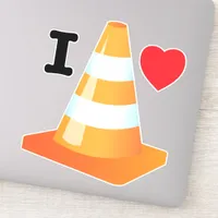 Orange White Construction Safety Traffic Cone Sticker