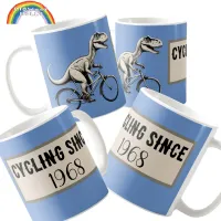 Dinosaur on a bicycle birthday cyclist Dino Coffee Mug