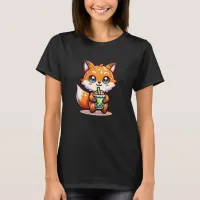 Cute Kawaii Fox with Bubble Tea Personalized T-Shirt