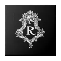 R Monogram Initial Ceramic Tile