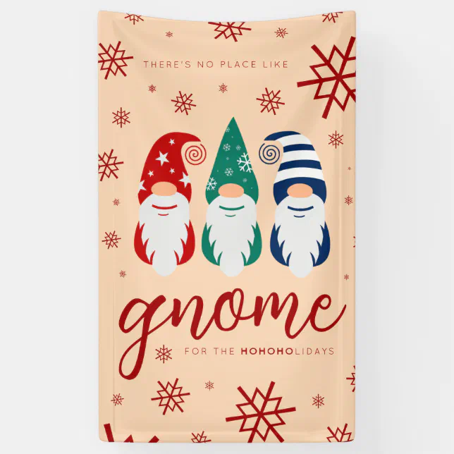 Hygge Christmas Gnome for the Holidays Snowflakes Banner