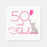 50 And Fabulous Cat Lover Birthday Party Napkins