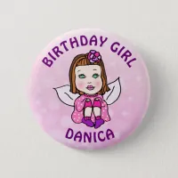 Personalized Pretty Fairy Birthday Girl Button