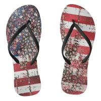 *~* Leopard  Spots Grunge American USA Flag AP27   Flip Flops