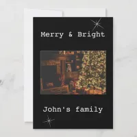 White and black Merry Christmas one Photo Holiday Card