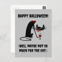 Happy Halloween Cat Headless Dripping Blood Postcard