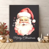 Black Vintage Retro Santa Claus Merry Christmas Acrylic Photo Tile