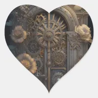 Copper Steampunk Unique Wedding   Heart Sticker