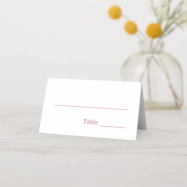 Elegant Minimal Dusty Rose Pink Wedding Place Card