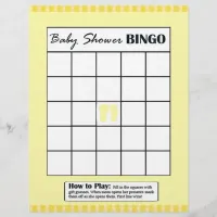 Yellow Double Sided Baby Shower Game BINGO/Daddy Flyer