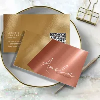 Angled Metallic Copper and Gold ID942 Business Card