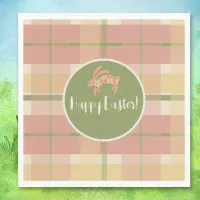 Pink Plaid Easter Paper Napkin