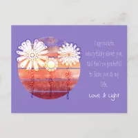 Thank you message with flowers and sunset postcard