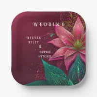 Luxurious Floral Wedding Invitation Suite Paper Plates