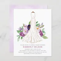 Budget Purple Floral Wedding Dress Bridal Shower