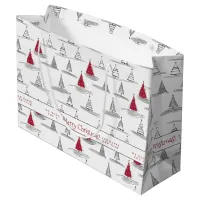 Red Christmas Tree Pattern#5 ID1009 Large Gift Bag