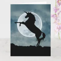 Unicorn Silhouette Full Moon Magical Quote Big Card