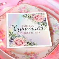 Romantic Elegant Charming Floral Quincea&#241;era Napkins