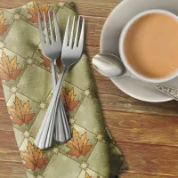 Autumn Leaves with Stars Diamond Pattern Cloth Napkin