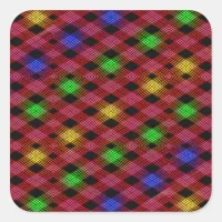 Gingham Check Multicolored Pattern Square Sticker