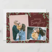 Red Pine Berries Merry Everything Multiple Photo Holiday Card