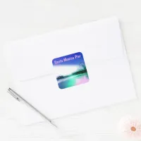 Santa Monica Pier - Blue Green Photo Edit Square Sticker