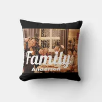 Family | Boho Text with Two Photos Throw Pillow