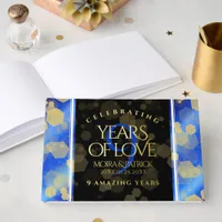 Elegant 9th Lapis Lazuli Wedding Anniversary Foil Guest Book