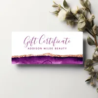 Purple And Gold Watercolor Gift Certificate