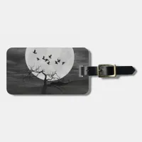 Spooky Ravens Flying Against the Full Moon Luggage Tag