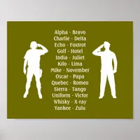 Khaki Green Military Phonetic Alphabet Soldier Poster