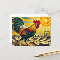 Funny Skateboarding Rooster Postcard