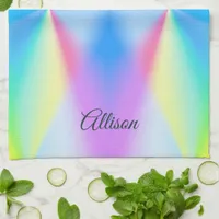 Modern iridescent pastel rainbow colored  kitchen towel