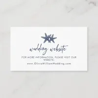 Modern Starfish Beach Navy Blue Wedding Website Enclosure Card