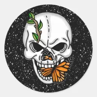 Skull and Butterfly Digital Art  Classic Round Sticker