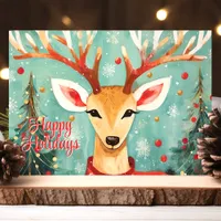 Whimsical Reindeer with Christmas Trees Holiday