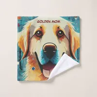 Happy Golden Retriever Mom Wash Cloth