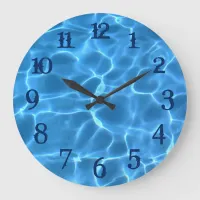 Navy Blue Splash Numbers Aqua Swimming Pool Large Clock