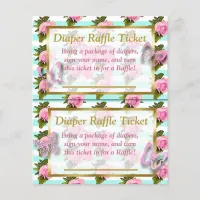 Pink & Gold Butterfly Baby Shower Diaper Raffle Flyer