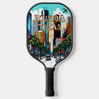 Houston, Texas Downtown City View Abstract Art Pickleball Paddle