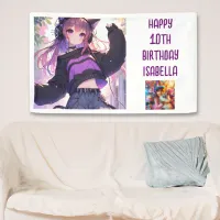 Personalized Anime Themed Girl's Birthday Banner