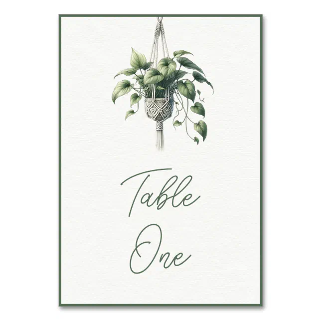 Pothos: Boho Chic Botanical Greenery Plant Minimal Table Number