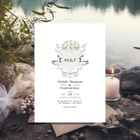 Lakeside Monogram Crest Wedding Invitation