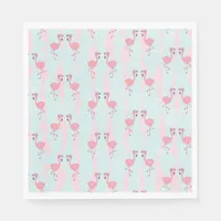 Cute Summer Flamingo Pattern In Pink & Green Party Napkins