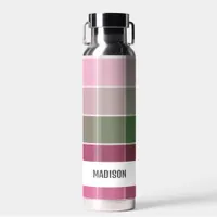 Trendy Modern Personalized Plaid Water Bottle